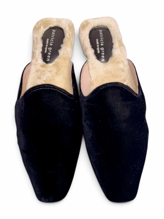 Patricia Green Shoes - Patricia Green Charlotte Velvet Faux Fur Mule Slippers Black‎ Women 8 Spain